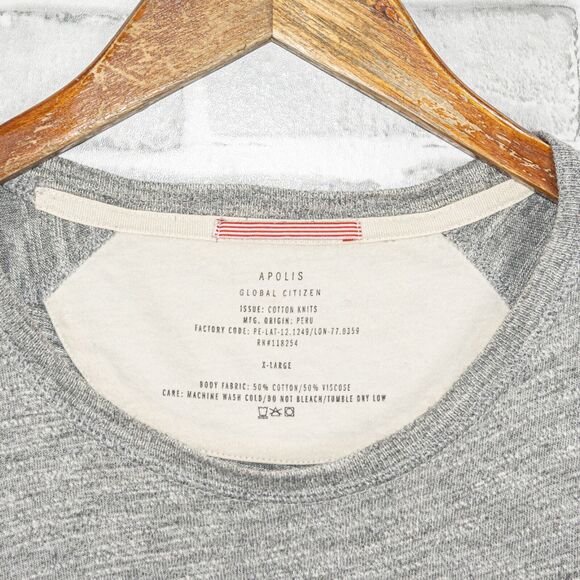 APOLIS Men's Crew Neck Pullover Sweatshirt tee heather Gray XL - Picture 2 of 6